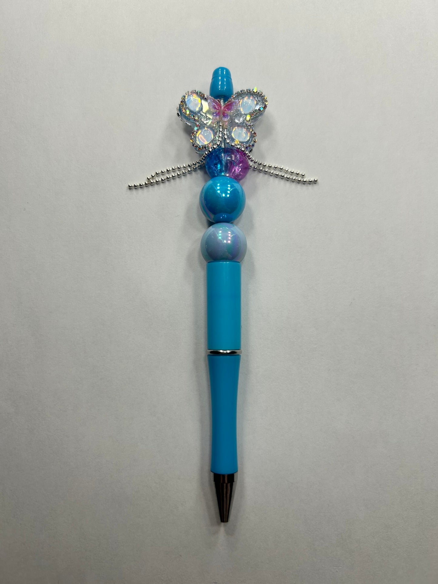 Blue Butterfly Bling Beadable Pen ~ Premade