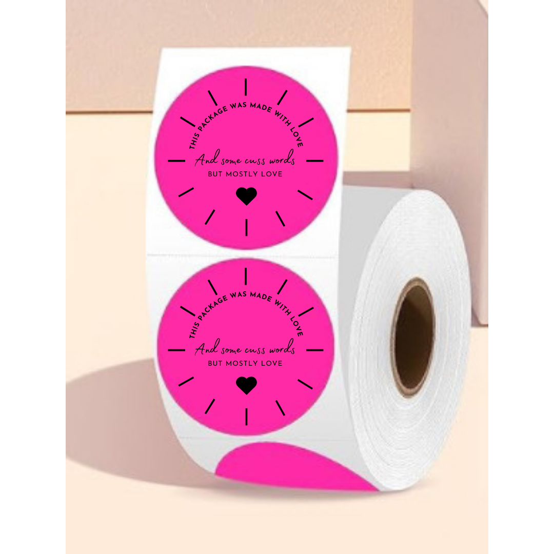 2 Inch Made With Love & A Few Cuss Words Sticker Rolls