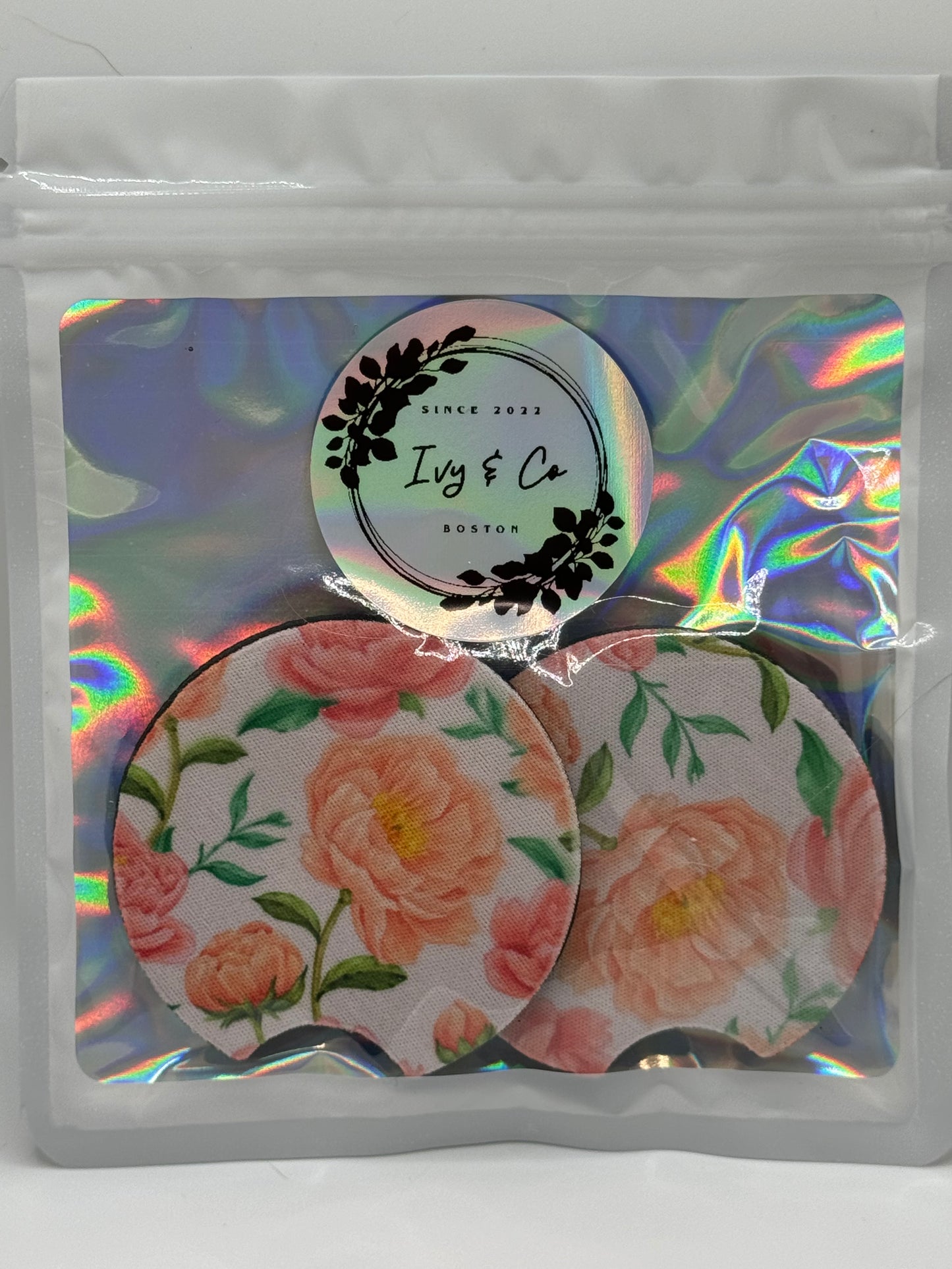 Floral Absorbent Car Coaster ~ Premade