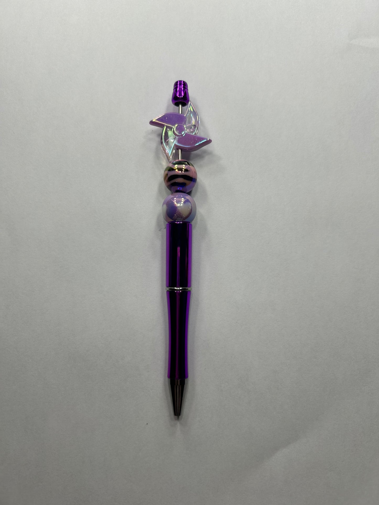 Purple Pinwheel Beadable Pen ~ Premade
