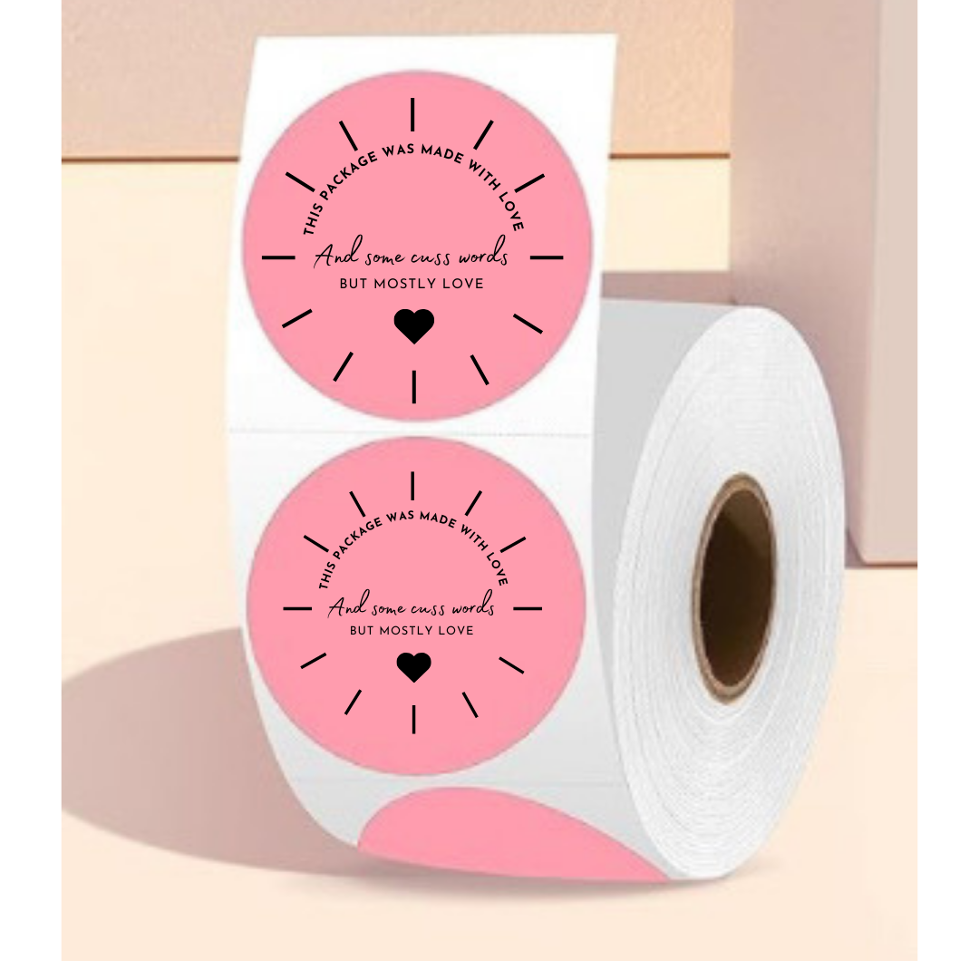 2 Inch Made With Love & A Few Cuss Words Sticker Rolls