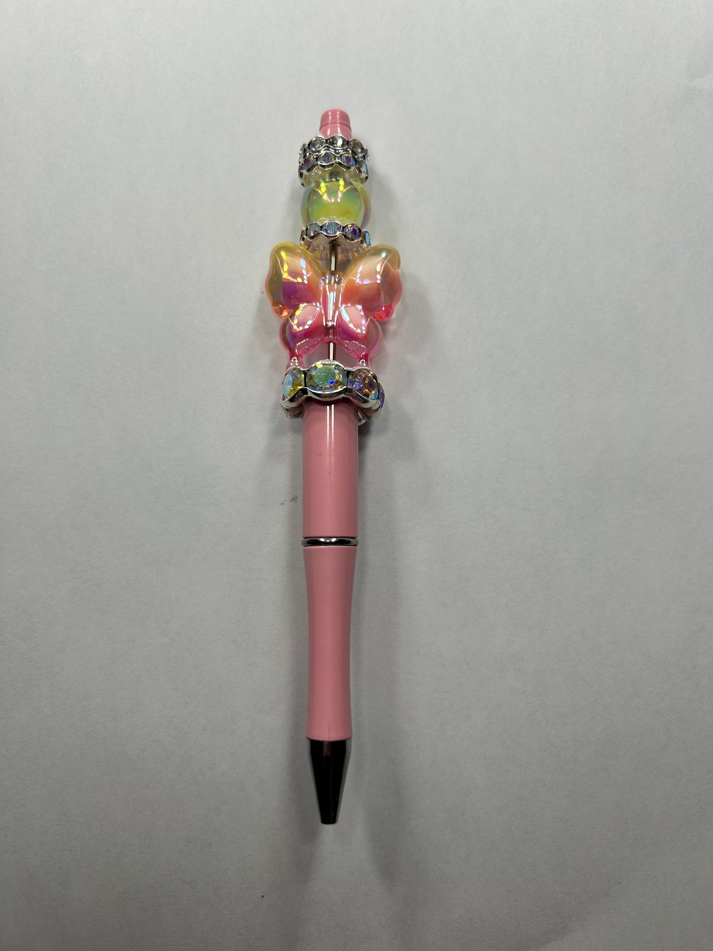 Pink Butterfly Beadable Pen ~ Premade