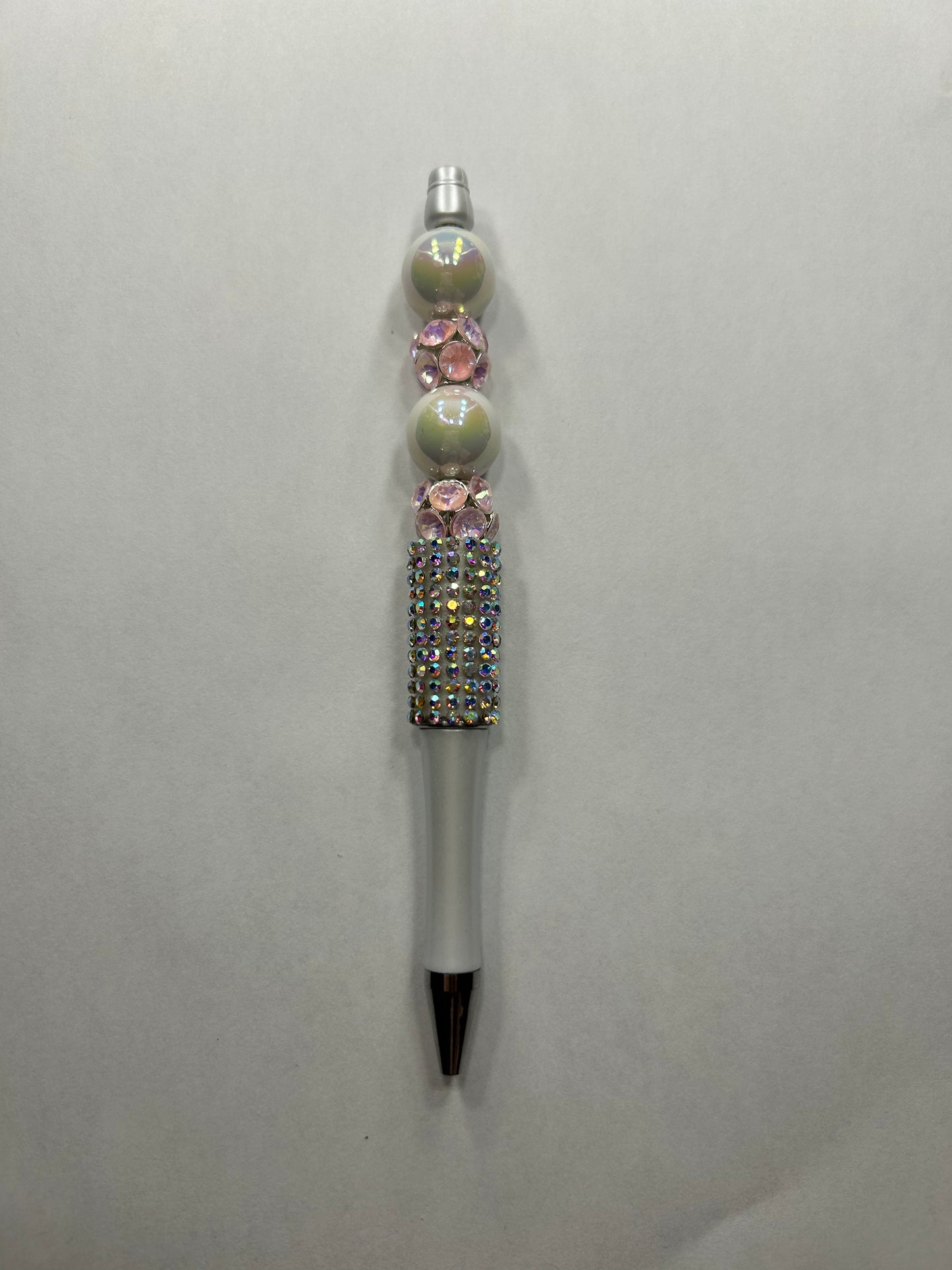 Pink White Bling Beadable Pen ~ Premade