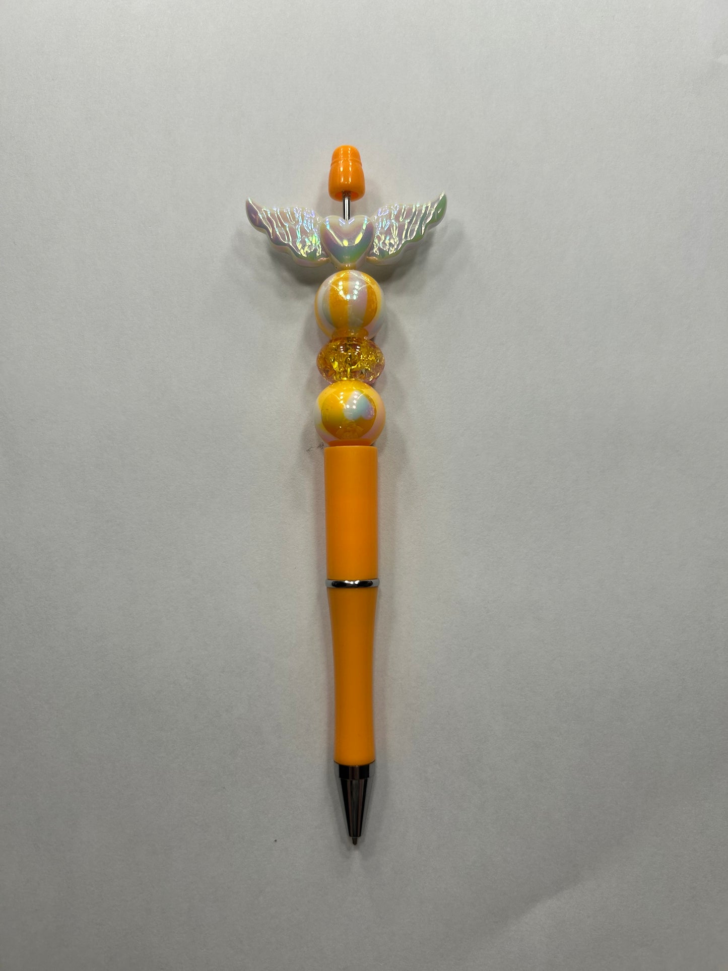 Orange Angel Wing Beadable Pen ~ Premade