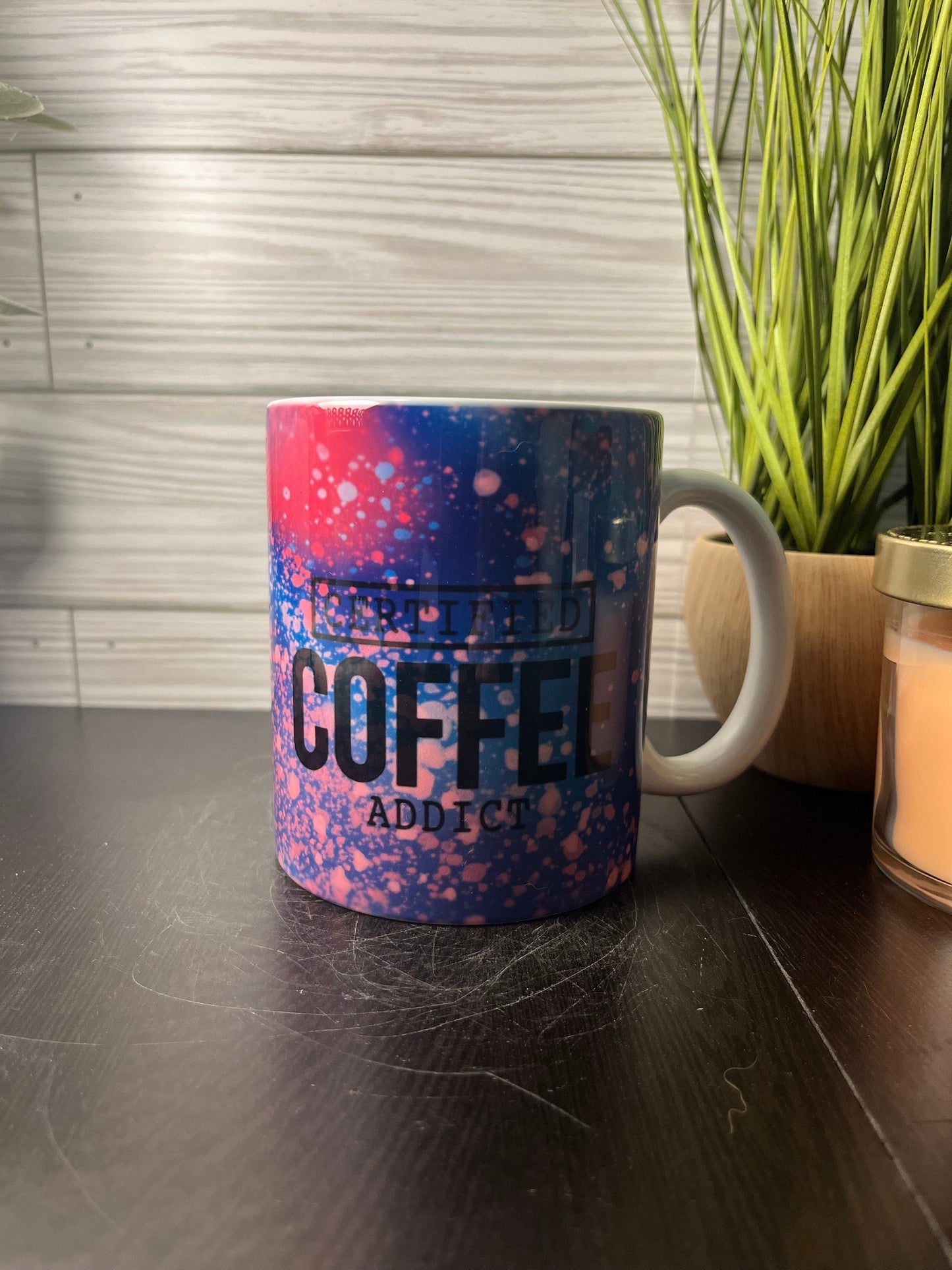 Purple Galaxy Certified Coffee Addict Coffee Mug