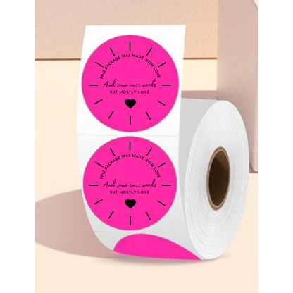 2 Inch Made With Love & A Few Cuss Words Sticker Rolls