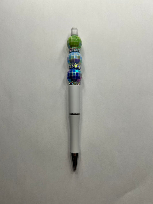 White Disco Beadable Pen ~ Premade