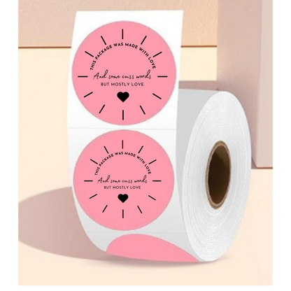 2 Inch Made With Love & A Few Cuss Words Sticker Rolls