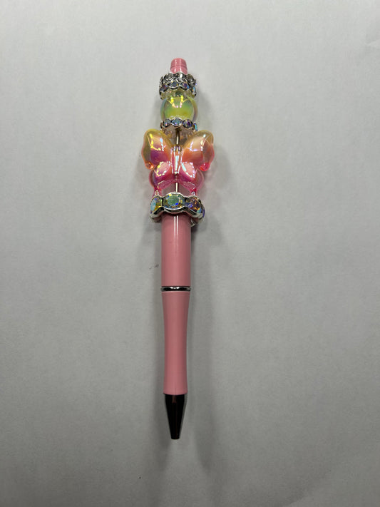 Pink Butterfly Beadable Pen ~ Premade