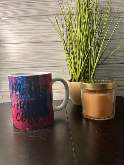 Purple Galaxy Mama Needs Coffee Mug