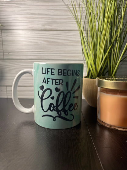 Green Life Begins After Coffee Mug ~ Premade