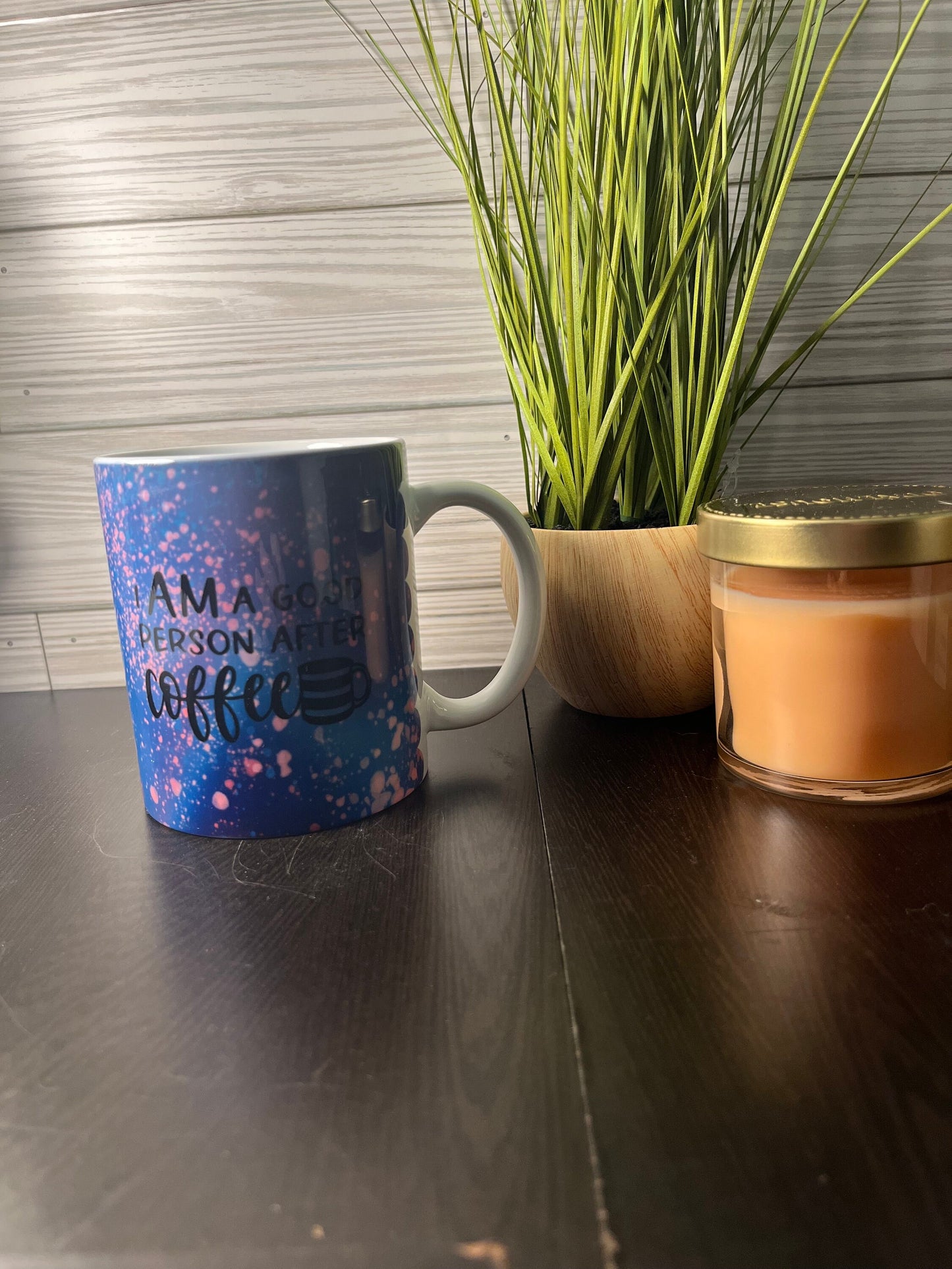 Purple Galaxy I Am A Good Person After Coffee Mug