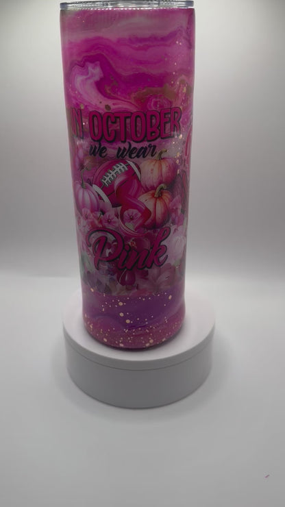 20oz Skinny Pink Football Breast Cancer Tumbler