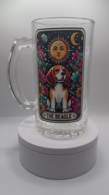 Beagle Glass Beer Mug with Handle